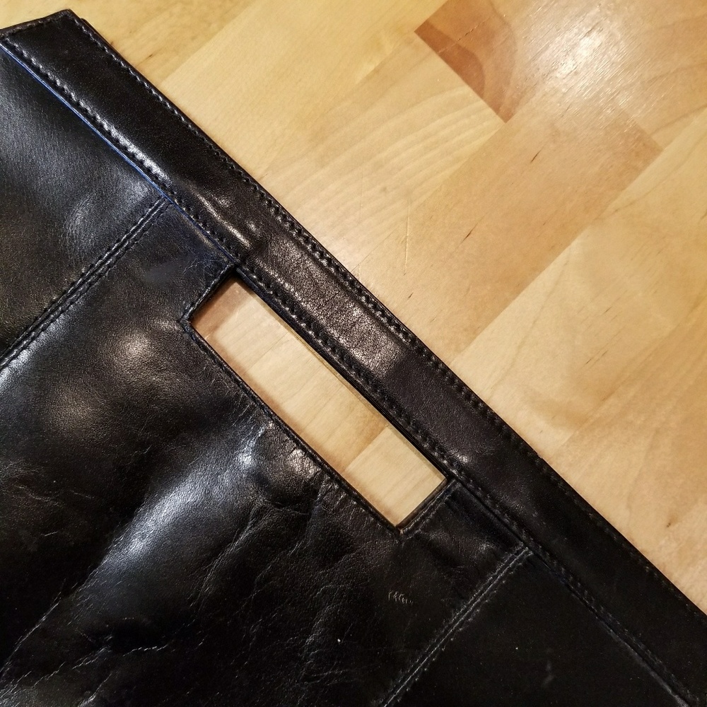 Retro Clutch Purse Seventies Style Black Leather
